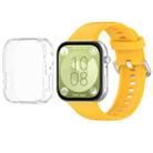 For Huawei Watch Fit3 Silicone Soft Watch Band + Clear Watch Protective Case Set(Yellow) - 1