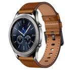 For Samsung Galaxy Gear S3 22mm SX Connector Metal Button Switch Leather Watch Band(Red Brown) - 1