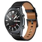 For Samsung Galaxy Watch 3 45mm 22mm SX Connector Metal Button Switch Leather Watch Band(Black) - 1