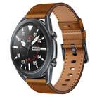For Samsung Galaxy Watch 3 45mm 22mm SX Connector Metal Button Switch Leather Watch Band(Red Brown) - 1