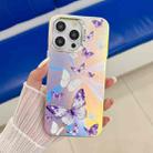 For iPhone 13 Pro Max Electroplating Laser Butterfly Phone Case(White Purple Butterflies AB6) - 1
