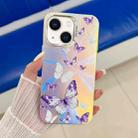 For iPhone 13 Electroplating Laser Butterfly Phone Case(White Purple Butterflies AB6) - 1