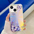 For iPhone 14 Electroplating Laser Butterfly Phone Case(Purple Butterflies AB3) - 1