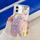 For iPhone 16 Plus Electroplating Laser Butterfly Phone Case(Pink Butterflies AB2) - 1