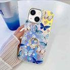 For iPhone 13 Electroplating Laser Butterfly Ring Holder Phone Case(Blue Butterflies AB4) - 1