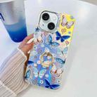 For iPhone 15 Electroplating Laser Butterfly Ring Holder Phone Case(Blue Butterflies AB4) - 1
