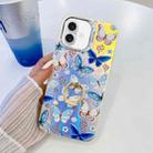 For iPhone 16 Plus Electroplating Laser Butterfly Ring Holder Phone Case(Blue Butterflies AB4) - 1