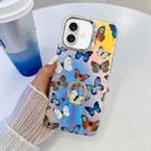 For iPhone 16 Electroplating Laser Butterfly Ring Holder Phone Case(Color Butterflies AB1) - 1