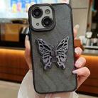 For iPhone 15 Plus Electroplated Glitter 3D Butterfly TPU Phone Case(Black) - 1