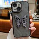 For iPhone 15 Electroplated Glitter 3D Butterfly TPU Phone Case(Black) - 1