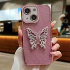 For iPhone 13 Electroplated Glitter 3D Butterfly TPU Phone Case(Pink) - 1