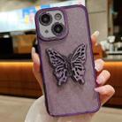 For iPhone 13 mini Electroplated Glitter 3D Butterfly TPU Phone Case(Dark Night Purple) - 1