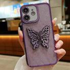 For iPhone 12 Electroplated Glitter 3D Butterfly TPU Phone Case(Dark Night Purple) - 1