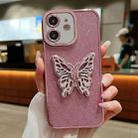 For iPhone 12 mini Electroplated Glitter 3D Butterfly TPU Phone Case(Pink) - 1