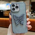 For iPhone 11 Pro Max Electroplated Glitter 3D Butterfly TPU Phone Case(Yuanfeng Blue) - 1