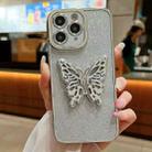 For iPhone 11 Pro Max Electroplated Glitter 3D Butterfly TPU Phone Case(Silver) - 1