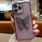 For iPhone 11 Pro Electroplated Glitter 3D Butterfly TPU Phone Case(Dark Night Purple) - 1