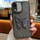 For iPhone XR Electroplated Glitter 3D Butterfly TPU Phone Case(Black) - 1