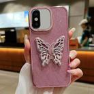 For iPhone X / XS Electroplated Glitter 3D Butterfly TPU Phone Case(Pink) - 1