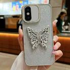 For iPhone X / XS Electroplated Glitter 3D Butterfly TPU Phone Case(Silver) - 1