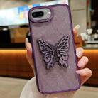 For iPhone 7 Plus / 8 Plus Electroplated Glitter 3D Butterfly TPU Phone Case(Dark Night Purple) - 1