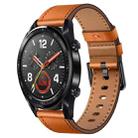 For Huawei Watch GT 22mm SX Connector Metal Button Switch Leather Watch Band(Brown) - 1