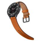 For Huawei Watch GT 22mm SX Connector Metal Button Switch Leather Watch Band(Brown) - 3