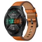 For Huawei Watch GT 2e 22mm SX Connector Metal Button Switch Leather Watch Band(Brown) - 1