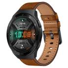 For Huawei Watch GT 2e 22mm SX Connector Metal Button Switch Leather Watch Band(Red Brown) - 1