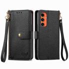 For Samsung Galaxy C55 Love Zipper Lanyard Leather Phone Case(Black) - 1