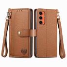 For Samsung Galaxy C55 Love Zipper Lanyard Leather Phone Case(Brown) - 1