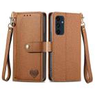 For Samsung Galaxy M55 Love Zipper Lanyard Leather Phone Case(Brown) - 1