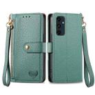 For Samsung Galaxy M55 Love Zipper Lanyard Leather Phone Case(Green) - 1