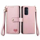 For Samsung Galaxy M55 Love Zipper Lanyard Leather Phone Case(Pink) - 1