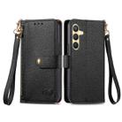 For Samsung Galaxy A36 5G Love Zipper Lanyard Leather Phone Case(Black) - 2
