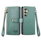 For Samsung Galaxy A36 5G Love Zipper Lanyard Leather Phone Case(Green) - 2