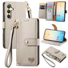 For Samsung Galaxy A36 5G Love Zipper Lanyard Leather Phone Case(Gray) - 1