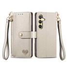For Samsung Galaxy A36 5G Love Zipper Lanyard Leather Phone Case(Gray) - 2
