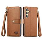 For Samsung Galaxy S25 5G Love Zipper Lanyard Leather Phone Case(Brown) - 2