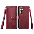 For Samsung Galaxy S25 5G Love Zipper Lanyard Leather Phone Case(Red) - 2