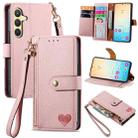 For Samsung Galaxy S25+ 5G Love Zipper Lanyard Leather Phone Case(Pink) - 1