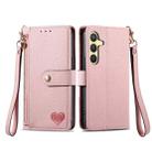 For Samsung Galaxy S25+ 5G Love Zipper Lanyard Leather Phone Case(Pink) - 2