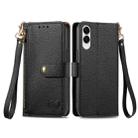 For Samsung Galaxy S25 Edge 5G Love Zipper Lanyard Leather Phone Case(Black) - 2