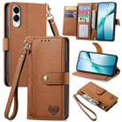 For Samsung Galaxy S25 Edge 5G Love Zipper Lanyard Leather Phone Case(Brown) - 1