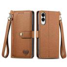 For Samsung Galaxy S25 Edge 5G Love Zipper Lanyard Leather Phone Case(Brown) - 2