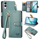 For Samsung Galaxy S25 Edge 5G Love Zipper Lanyard Leather Phone Case(Green) - 1