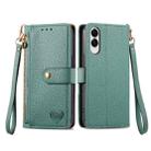 For Samsung Galaxy S25 Edge 5G Love Zipper Lanyard Leather Phone Case(Green) - 2