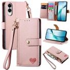 For Samsung Galaxy S25 Edge 5G Love Zipper Lanyard Leather Phone Case(Pink) - 1