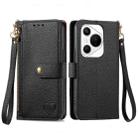 For Huawei Pura 70 Love Zipper Lanyard Leather Phone Case(Black) - 1