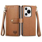 For Huawei Pura 70 Love Zipper Lanyard Leather Phone Case(Brown) - 1